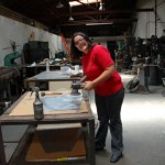 Laura prepping the shell panels